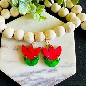 Tulip Flower Earrings Floral Earrings, Red Blossom Earrings